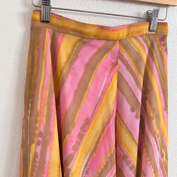 VINTAGE 60s pink yellow chiffon maxi skirt / size 26'' - Picture 3 of 6